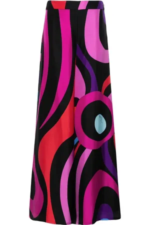 Puccini Marmo-print silk palazzo pants