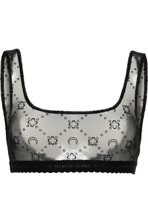 Marine Serre Moonogram flocked tulle bralette