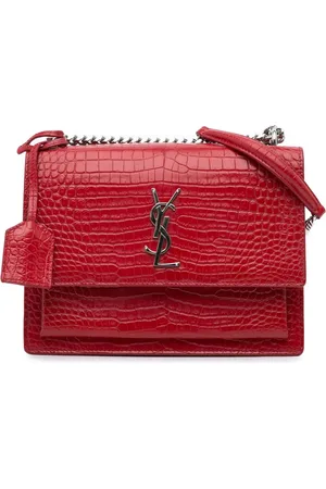 Saint Laurent 2018 Medium Croc Embossed Leather Sunset crossbody bag