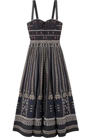 EMPORIO Embroidered bustier midi dress