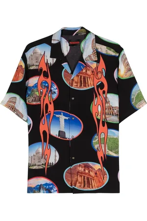Pleasures Seven Wonder-print bowling shirt