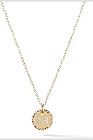 David Yurman 18kt yellow M Initial Charm diamond necklace