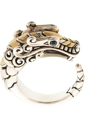 John Hardy 18kt yellow gold and sterling Legends Naga sapphire ring