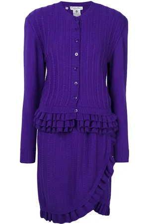 Dior 1990s ruffle-trim knitted skirt suit