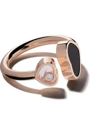 Chopard 18kt rose gold Happy Hearts onyx and diamond ring