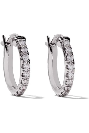 De Beers 18kt white gold DB Classic diamond hoop earrings