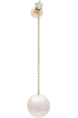 DELFINA DELETTREZ Diamond stud chain pearl earring