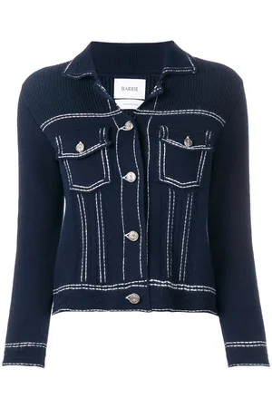 Barrie Contrast-stitch knitted jacket