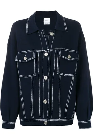 Barrie Contrast-stitching denim-effect jacket