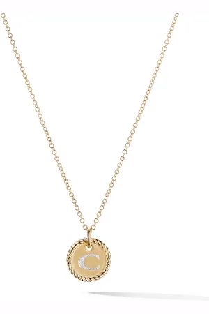 David Yurman 18kt yellow C Initial Charm diamond necklace