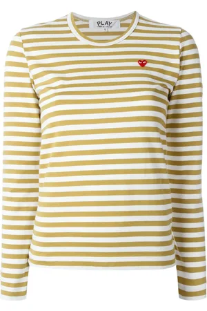 Comme des Garçons Heart-patch striped top