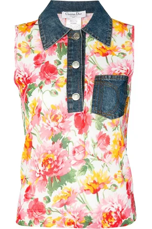 Dior 2000s denim collar floral vest