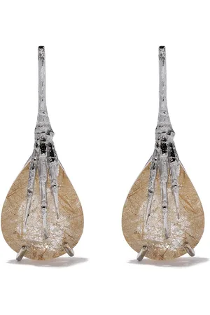 WOUTERS & HENDRIX 18kt gold quartz claw rutilated earrings