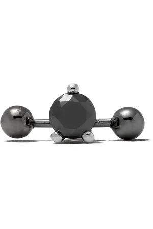 DELFINA DELETTREZ Farfetch Exclusive 18kt white gold Two In One Pierced Black Diamond stud