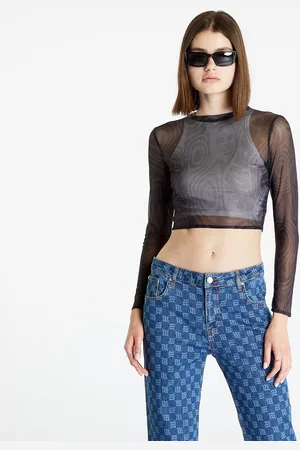 Rip N Dip Top Hypnotic Crop Mesh Long Sleeve L