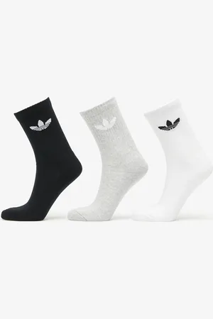 adidas Ponožky adidas Trefoil Cushion Crew Sock 3-Pack White/ Medium Grey Heather/ Black L