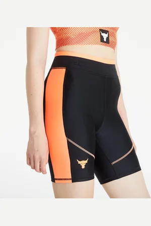 Under Armour Šortky Project Rock HeatGear Bike Short Black/ Electric Tangerine XS