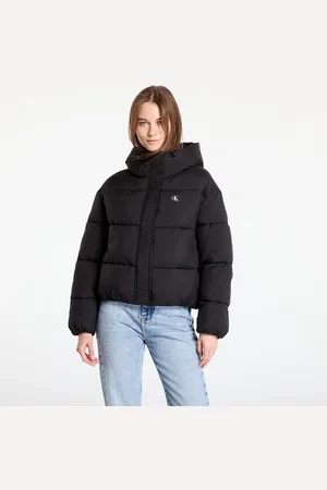 Calvin Klein Bunda Jeans Logo Short Hooded Puffer Jacket L