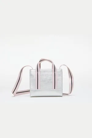 Palm Angels Taška Shiny Mini Tote Silver/ Off White Universal