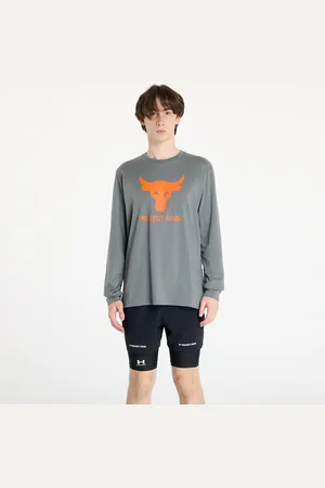 Under Armour Tričko Project Rock BRAHMA BULL Long Sleeve Clay Green/ Team Orange L