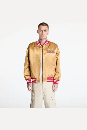 New Era Bomber San Francisco 49Ers NFL Beige Satin Bomber Jacket UNISEX Bronze/ Scarlet L