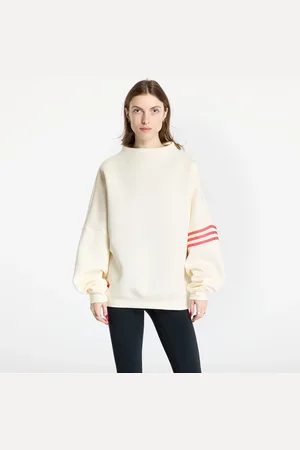 adidas Mikina adidas Neuclassics Oversized Mock Neck Sweatshirt Cream White/ Real Coral L