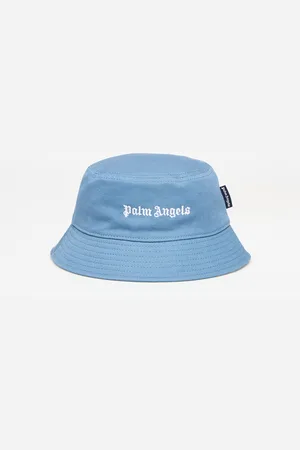 Palm Angels Klobouk Logo Bucket Hat Dusty Blue/ Off White II
