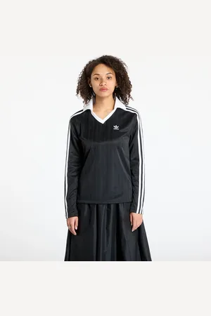 adidas Tričko adidas Adicolor Football Jacquard V-Neck Long Sleeve Tee Black/ Black L