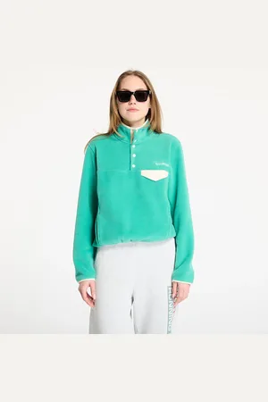 Sporty & Rich Mikina Serif Logo Polar Sweatshirt UNISEX Spring Green/ Cream L