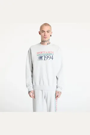 Sporty & Rich Mikina Finish Line Crewneck UNISEX Heather Gray/ Lava/ Alpine/ Navy M