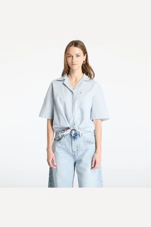 Tommy Hilfiger Košile Tommy Jeans Crop Linen Shortsleeve Shirt L