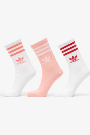 adidas Ponožky adidas 3 Stripes Crew Sock 3-Pack White/ Glow Pink/ White L