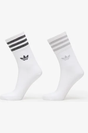 adidas Ponožky adidas Mid-Cut Glitter Crew Socks 2-Pack White/ Grey Two/ Black M