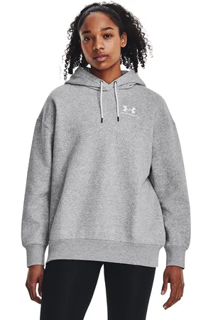 Under Armour Mikina Icon Fleece OS Hoodie Mod Gray Light Heather/ White L