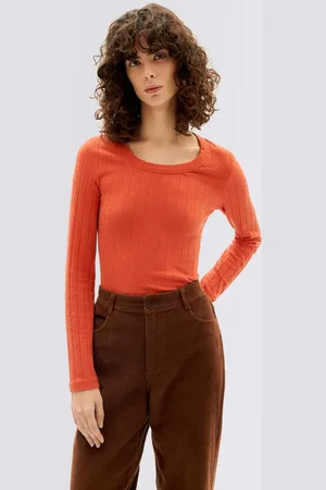 Thinking Mu Tričko Pumpkin Trash Casilda L/S Top PUMPKIN