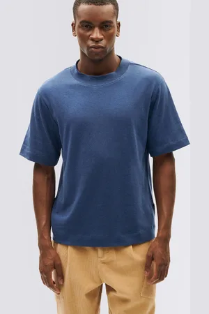 Thinking Mu Tričko Dark Heritage Hemp Roy T-Shirt BLUE