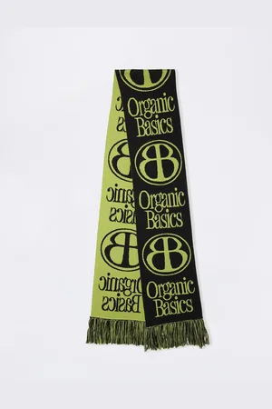 Organic Basics Soft Knit Jacquard Scarf Matcha Green