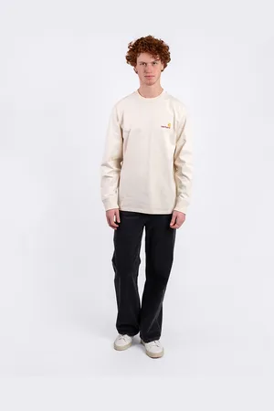 Carhartt Tričko L/S American Script T-Shirt Natural