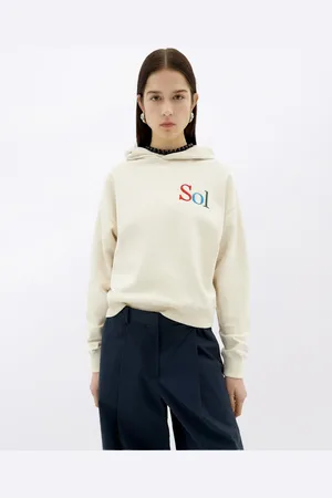 Thinking Mu White Hooded Sweatshirt Sun Type Valeria WHITE L