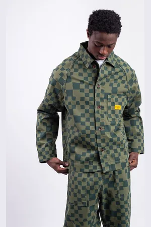 Service Works Drill Printed Front Of House Jacket OLIVE CHECKER L