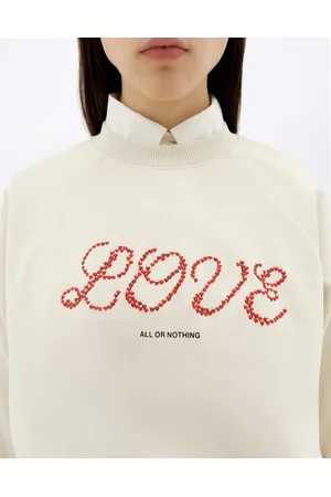Thinking Mu Love Heart Bonnie Sweatshirt WHITE L