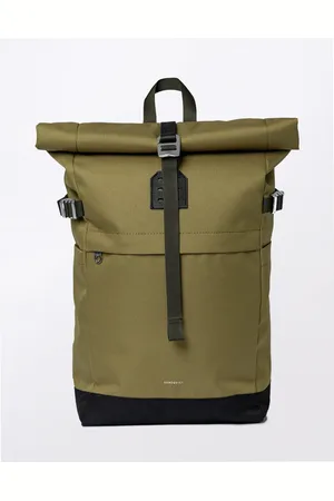 Sandqvist Batoh Icon Rolltop Backpack M Olive drab with black leather