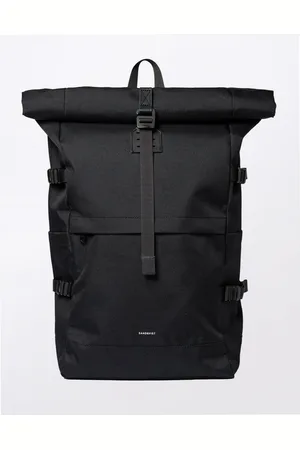 Sandqvist Batoh Icon Rolltop Backpack L Black/Black with black leather