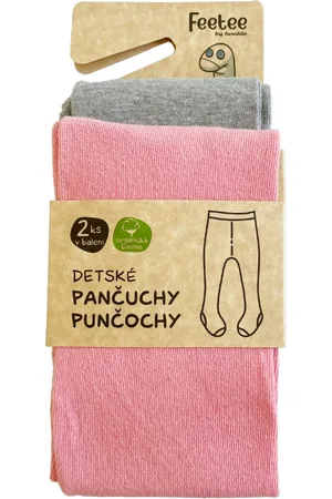 Feetee Dětské punčochy 2 ks růžové/šedé