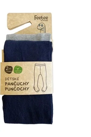 Feetee Dětské punčochy 2 ks tmavomodré/šedé
