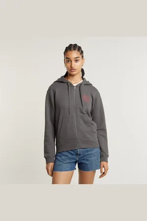 G-Star Chest Graphic Hooded Zip Thru Sweater