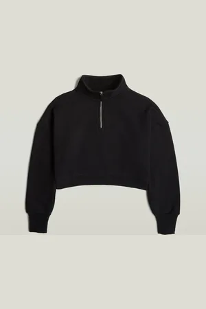 G-Star Cropped Half Zip Loose Sweater