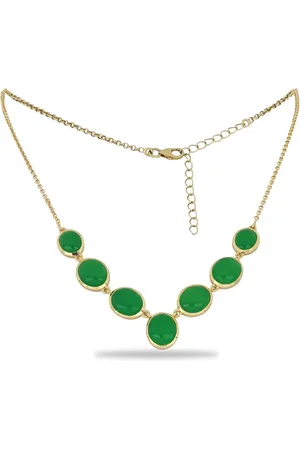 LUXURY Pozlacený Stříbrný Náhrdelník se Zeleným Jadeitem