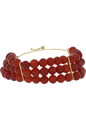 LUXURY Pozlacený Stříbrný Náramek s Červeným Chalcedonem