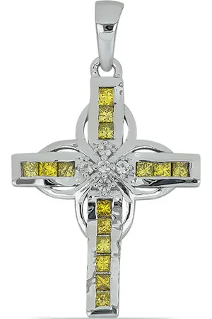 LUXURY Stříbrný Přívěsek se Žlutým Diamantem a Bílým Zirkonem